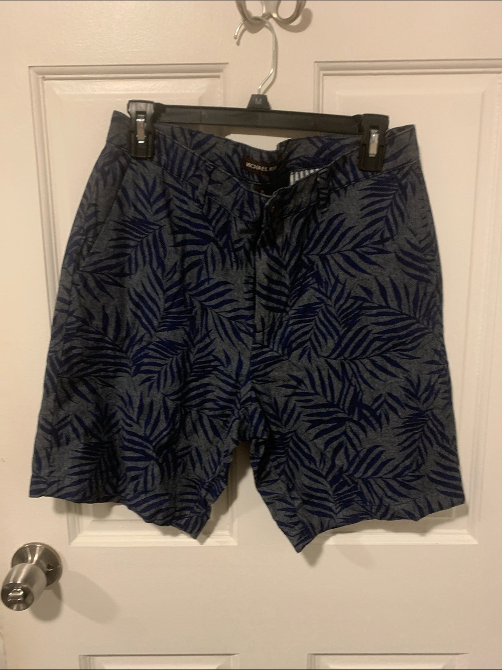 Michael Kors Men's Blue Leaf-Print Swim Shorts